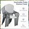 Stackable PE Rattan Patio Chairs Set 4 Steel Frame Outdoor White Blue